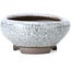 Round white craquelé bonsai pot by Bigei - 90 x 90 x 40 mm