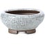 Round white craquelé bonsai pot by Bigei - 90 x 90 x 40 mm