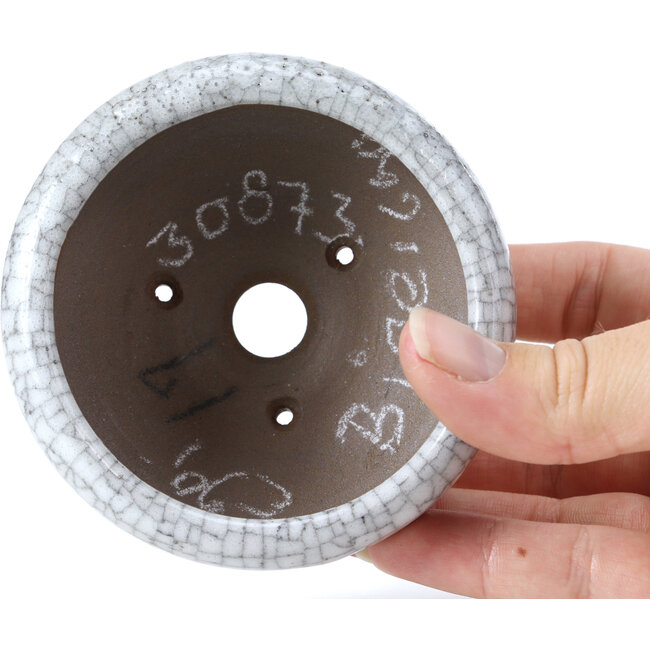 Pot à bonsaï rond blanc craquelé par Bigei - 90 x 90 x 40 mm