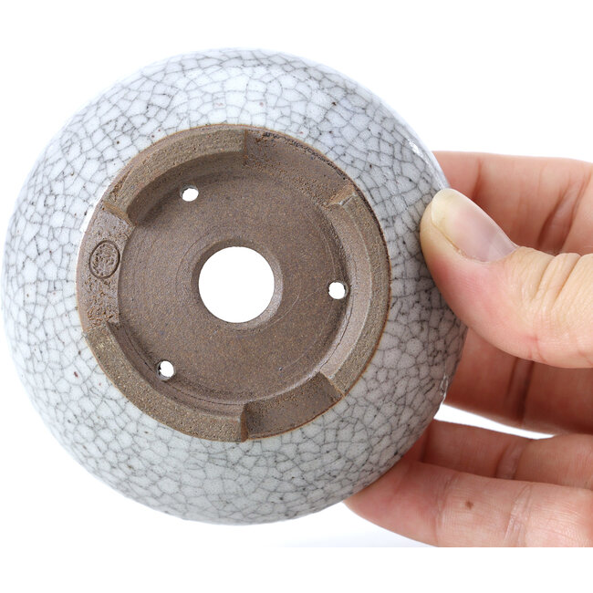 Pot à bonsaï rond blanc craquelé par Bigei - 90 x 90 x 40 mm