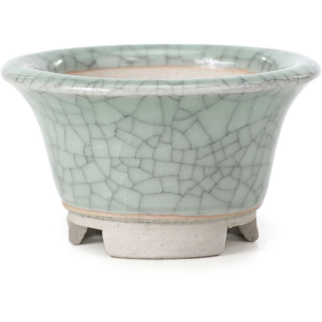 Pot à bonsaï rond bleu craquelé par Bigei - 73 x 73 x 45 mm