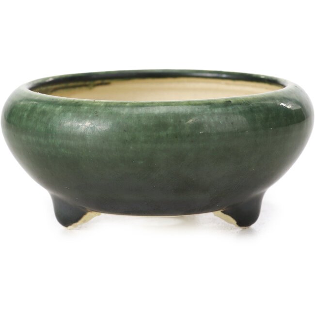 Round green bonsai pot by Bigei - 85 x 85 x 38 mm