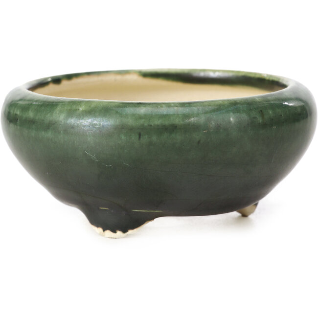 Ronde groene bonsaipot van Bigei - 85 x 85 x 38 mm