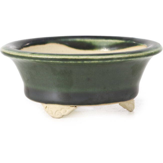Round green bonsai pot by Bigei - 87 x 87 x 35 mm