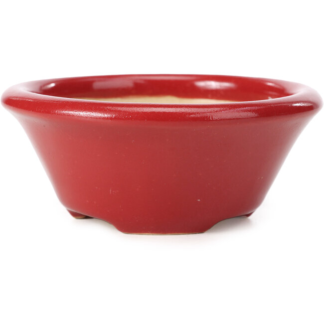 Vaso per bonsai rosso rotondo di Shozan - 115 x 115 x 50 mm