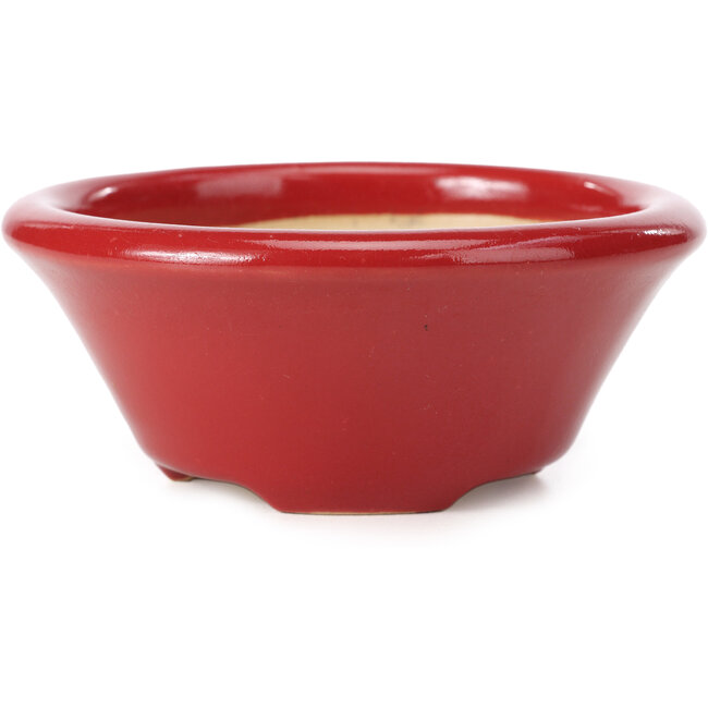 Maceta de bonsái roja redonda de Shozan - 115 x 115 x 50 mm
