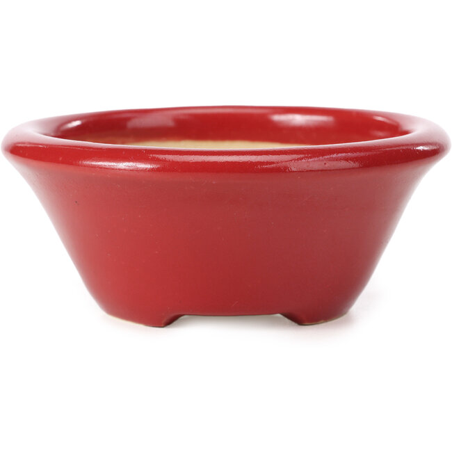 Maceta de bonsái roja redonda de Shozan - 115 x 115 x 50 mm