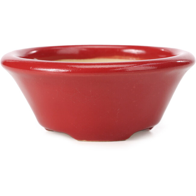 Maceta de bonsái roja redonda de Shozan - 115 x 115 x 50 mm