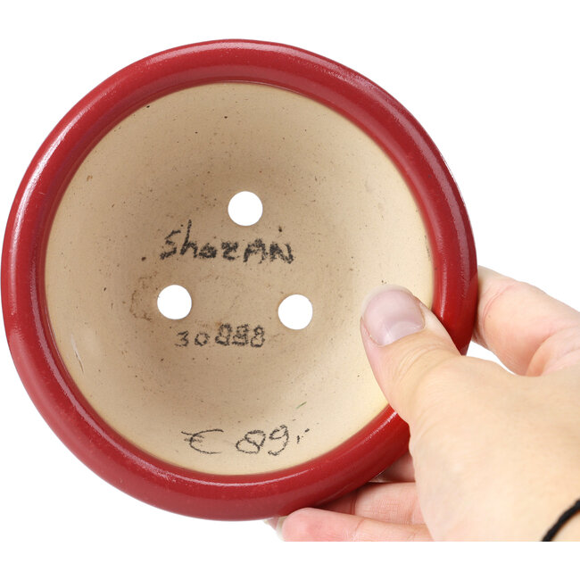 Vaso per bonsai rosso rotondo di Shozan - 115 x 115 x 50 mm