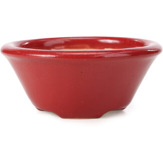 Shouzan  (Akira/Masami Watanabe) 122 mm round red bonsai pot by Shozan, Japan