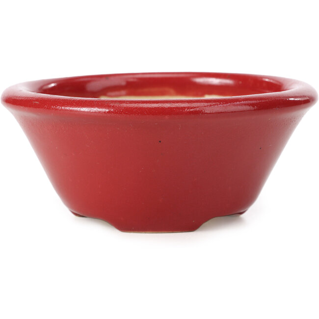 Vaso per bonsai rosso rotondo di Shozan - 122 x 122 x 53 mm