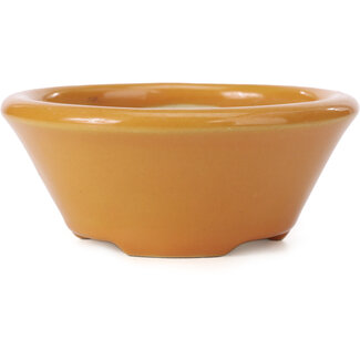 Shouzan  (Akira/Masami Watanabe) Maceta de bonsái naranja redonda de 141 mm de Shozan, Japón