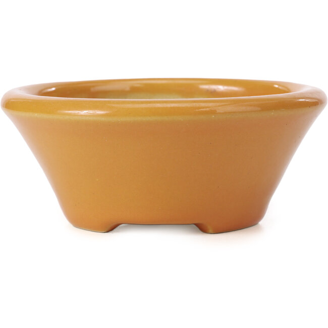 Runde orangefarbene Bonsaischale von Shozan - 141 x 141 x 60 mm