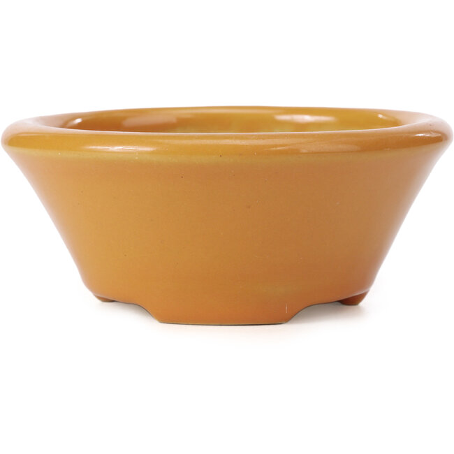 Runde orangefarbene Bonsaischale von Shozan - 141 x 141 x 60 mm