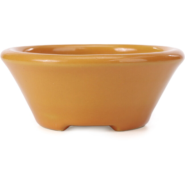 Ronde oranje bonsaipot van Shozan - 141 x 141 x 60 mm