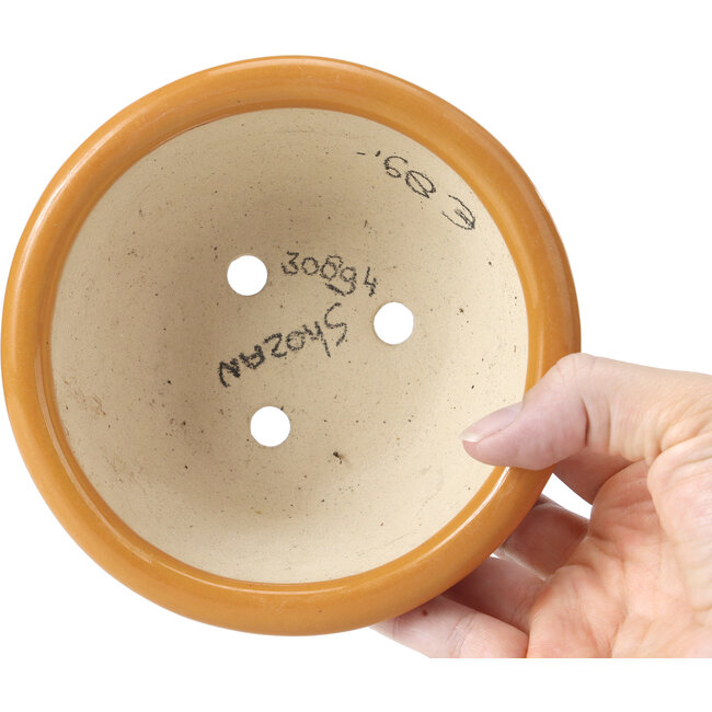 Pot à bonsaï rond orange par Shozan - 141 x 141 x 60 mm
