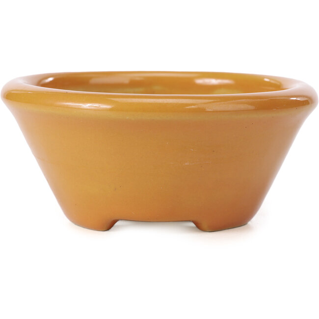 Ronde oranje bonsaipot van Shozan - 121 x 121 x 55 mm