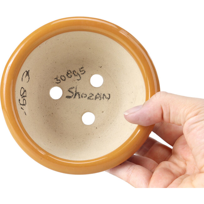 Runde orangefarbene Bonsaischale von Shozan - 121 x 121 x 55 mm