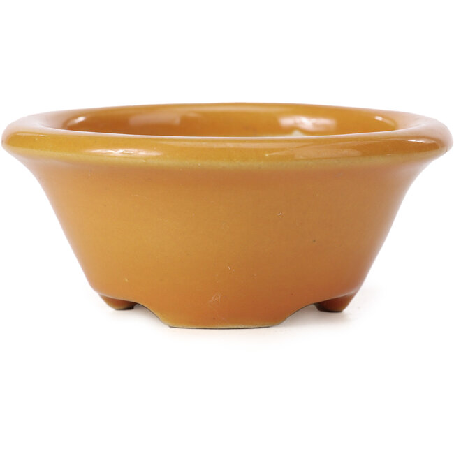 Pot à bonsaï rond orange par Shozan - 102 x 102 x 47 mm