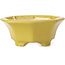 Octagonal yellow bonsai pot by Shozan - 135 x 126 x 54 mm