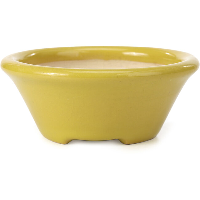 Vaso per bonsai rotondo giallo di Shozan - 142 x 142 x 60 mm