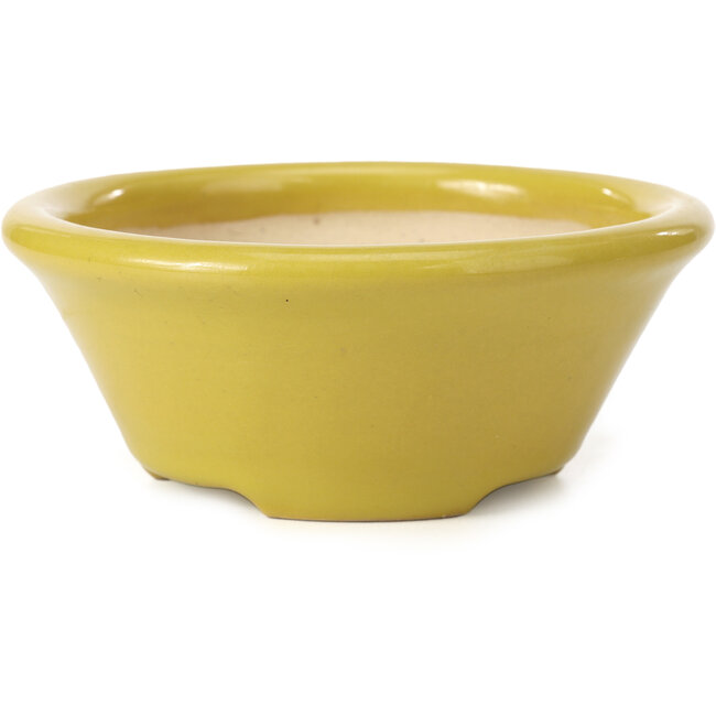 Pot à bonsaï rond jaune par Shozan - 142 x 142 x 60 mm