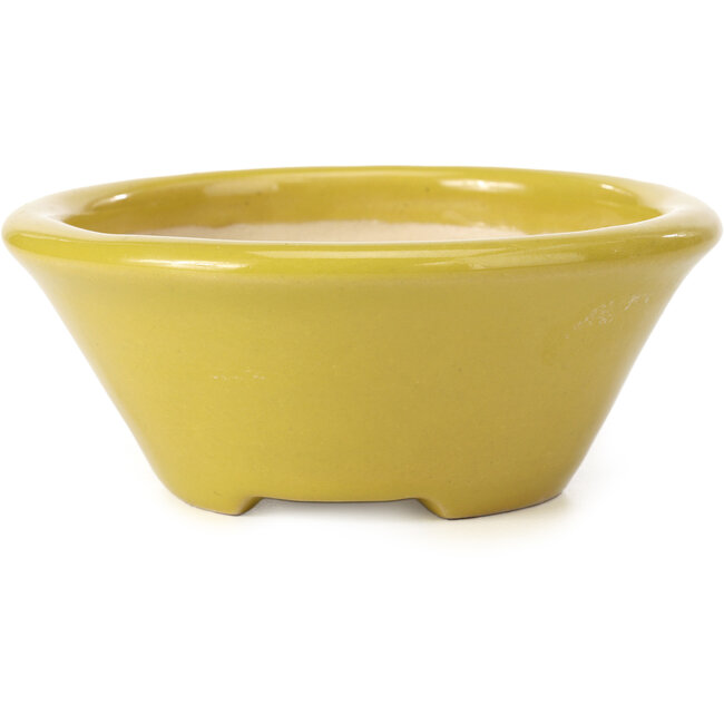 Ronde gele bonsaipot van Shozan - 142 x 142 x 60 mm