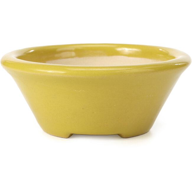 Pot à bonsaï rond jaune par Shozan - 142 x 142 x 60 mm