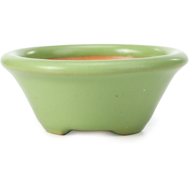 Ronde groene bonsaipot van Shozan - 104 x 104 x 45 mm