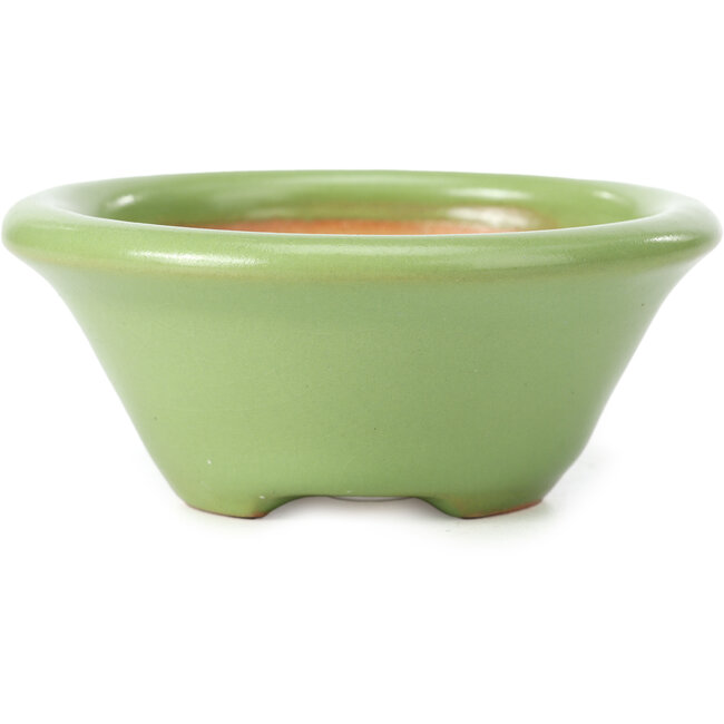 Ronde groene bonsaipot van Shozan - 104 x 104 x 45 mm