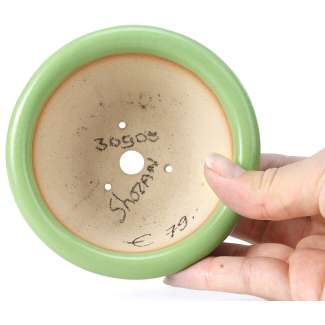 Runde grüne Bonsaischale von Shozan - 104 x 104 x 45 mm