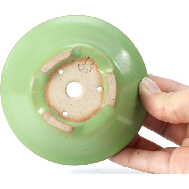 Vaso per bonsai verde rotondo di Shozan - 104 x 104 x 45 mm