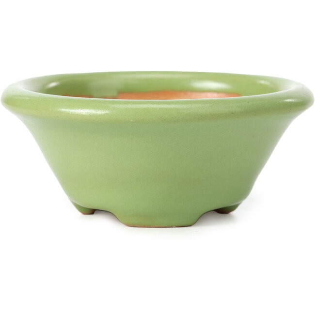 Pot à bonsaï rond vert par Shozan - 102 x 102 x 47 mm