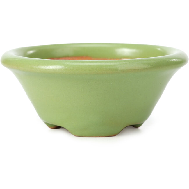 Ronde groene bonsaipot van Shozan - 102 x 102 x 47 mm
