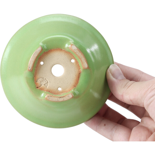 Runde grüne Bonsaischale von Shozan - 102 x 102 x 47 mm
