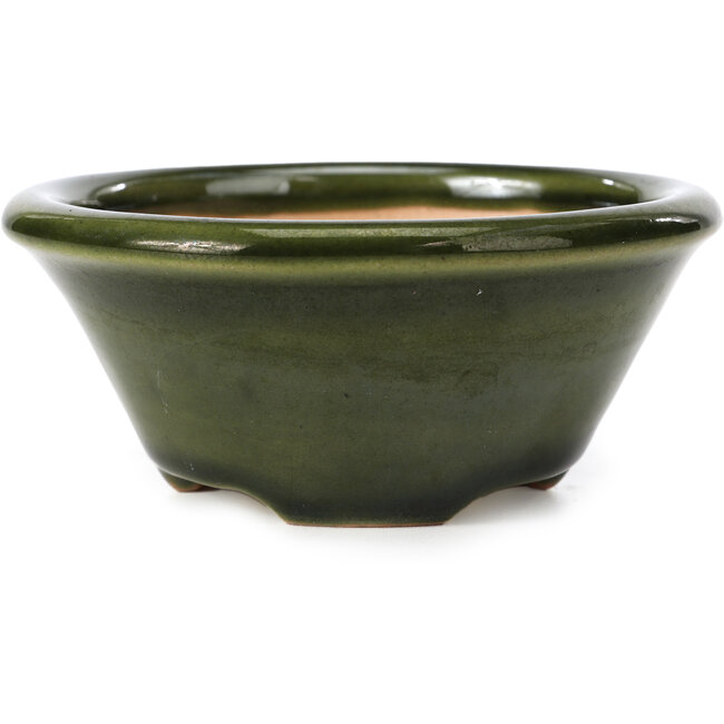 Pot à bonsaï rond vert par Shozan - 121 x 121 x 55 mm