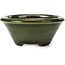 Round green bonsai pot by Shozan - 121 x 121 x 55 mm