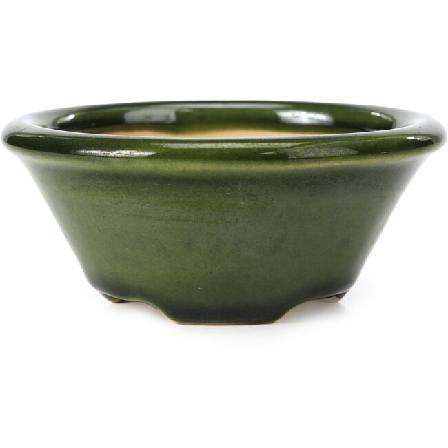 Vaso per bonsai verde rotondo di Shozan - 121 x 121 x 55 mm