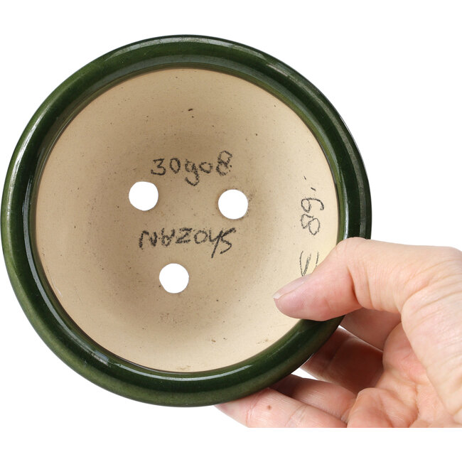 Pot à bonsaï rond vert par Shozan - 121 x 121 x 55 mm