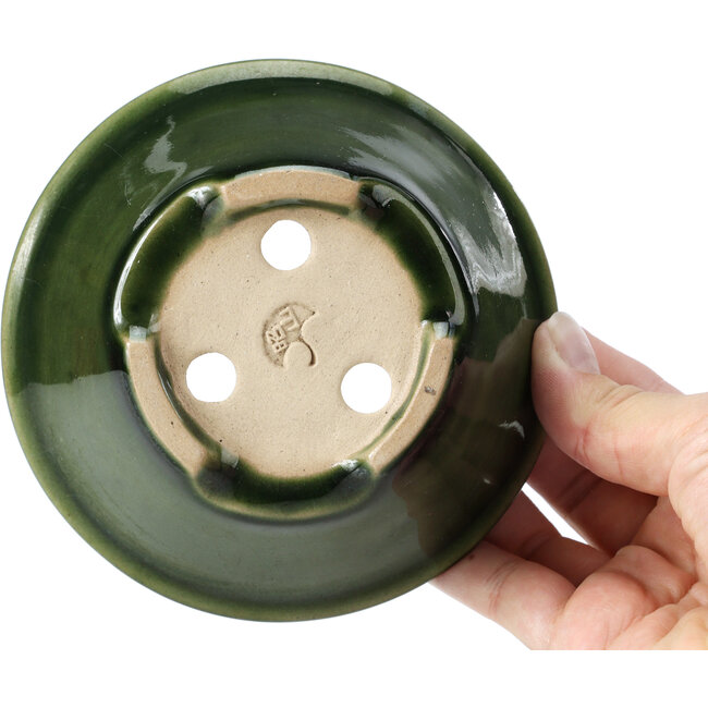 Vaso per bonsai verde rotondo di Shozan - 121 x 121 x 55 mm