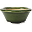 Round green bonsai pot by Shozan - 121 x 121 x 55 mm