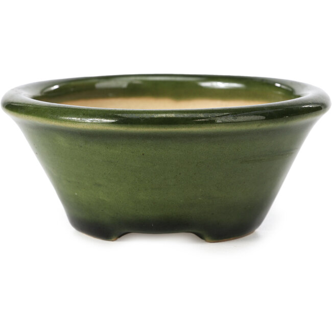 Ronde groene bonsaipot van Shozan - 121 x 121 x 55 mm