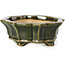 Mokko green bonsai pot by Shozan - 107 x 90 x 39 mm