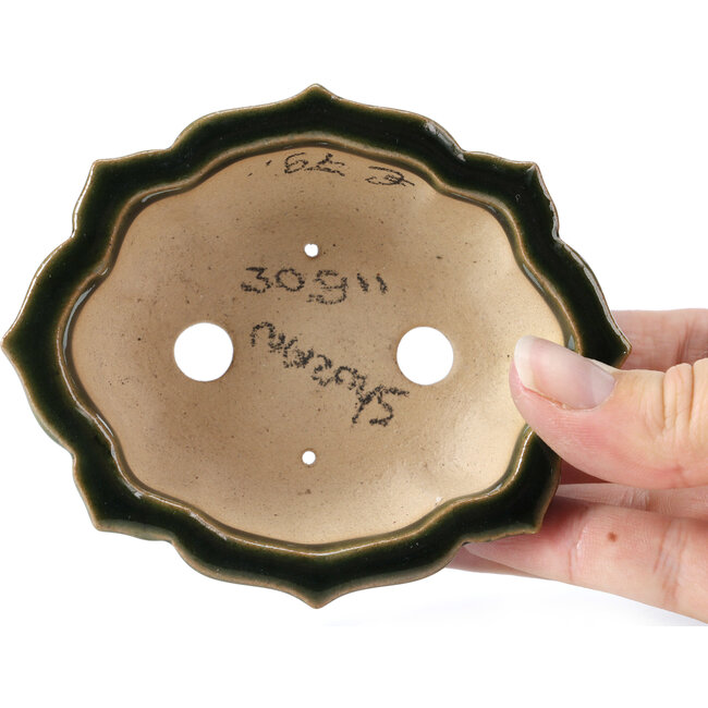 Maceta de bonsái verde Mokko de Shozan - 107 x 90 x 39 mm