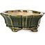 Mokko green bonsai pot by Shozan - 107 x 90 x 39 mm