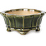 Mokko green bonsai pot by Shozan - 107 x 90 x 39 mm