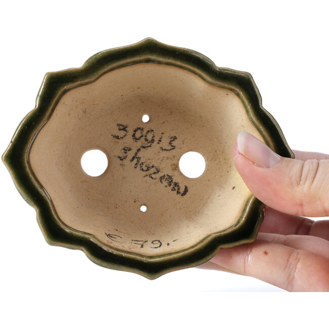 Pot à bonsaï Mokko vert par Shozan - 107 x 90 x 39 mm