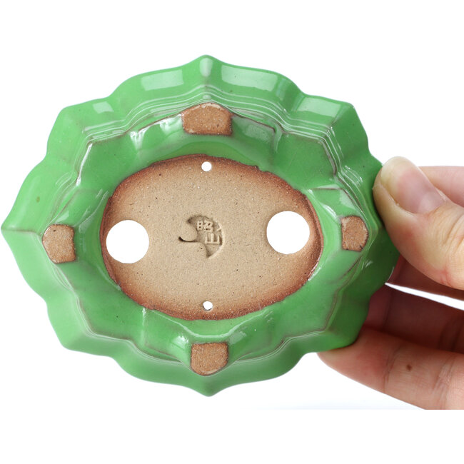 Pot à bonsaï Mokko vert par Shozan - 107 x 90 x 39 mm