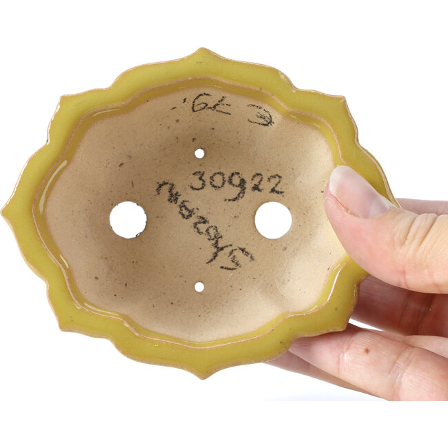 Mokko yellow bonsai pot by Shozan - 107 x 90 x 39 mm