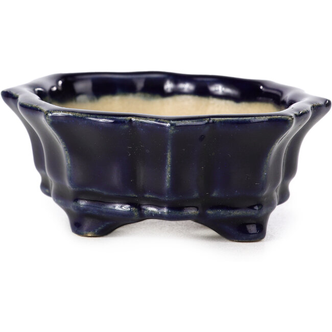 Mokko blauwe bonsaipot van Shozan - 87 x 70 x 30 mm